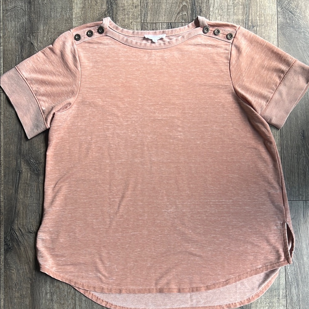 Women's Peach Button-Shoulder Top